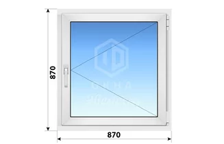 Поворотное пластиковое окно 870x870