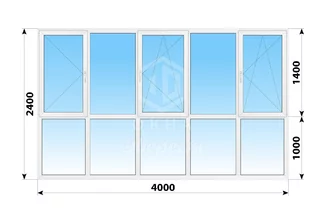 Теплое пластиковое панорамное остекление 4000x2400